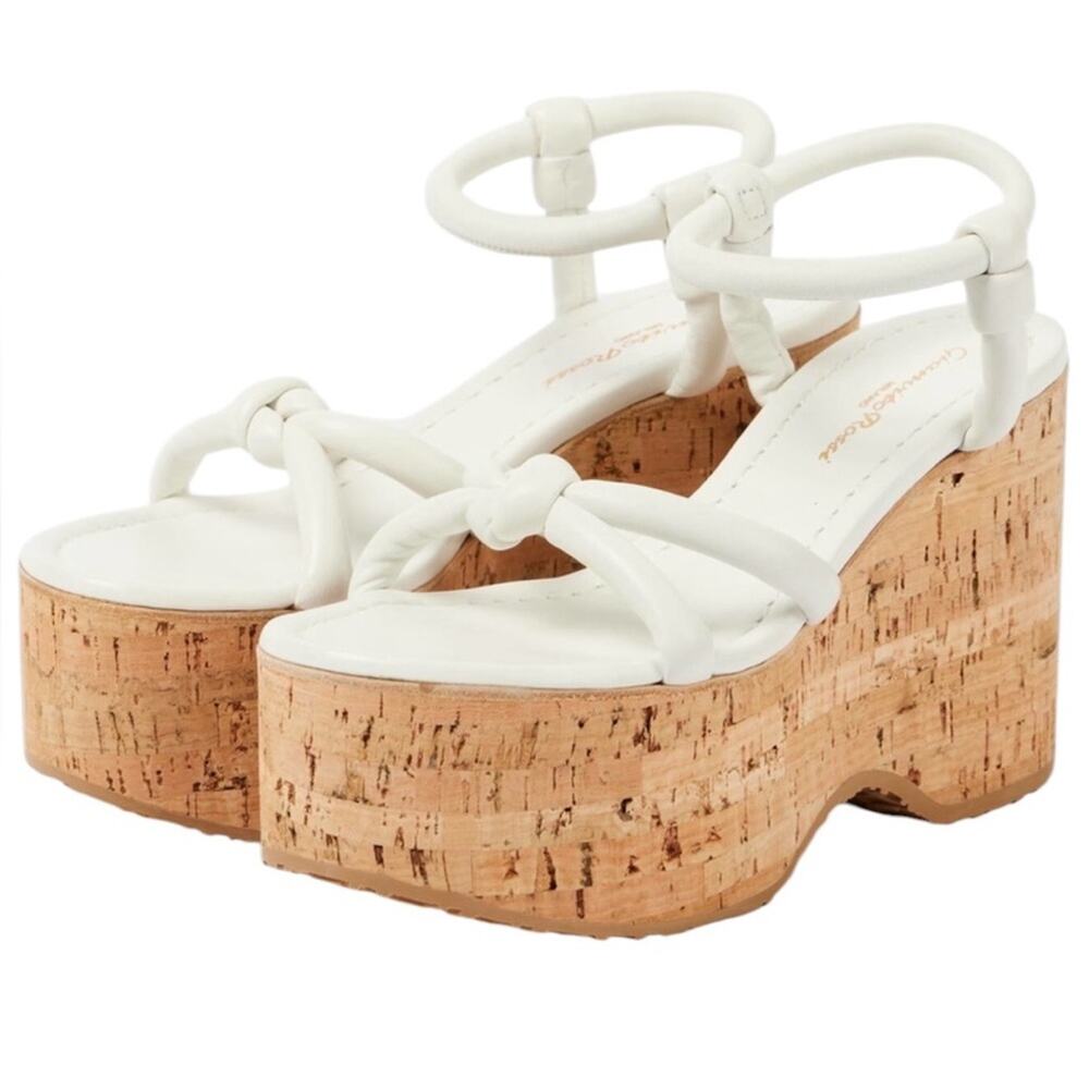 Gianvito Rossi Alma White Leather and Cork Platform Sandals NEW EU 40 US 10